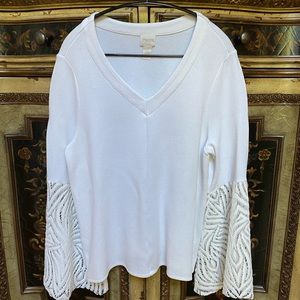 CHICO’S Ecru Lace Flare Bell Sleeve Top